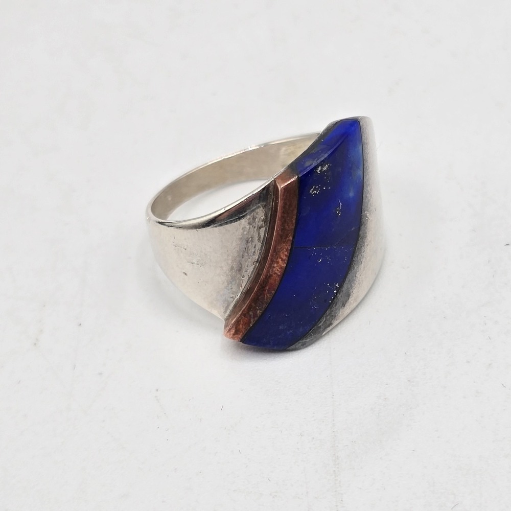 Jay King DTR Desert Rose Trading Lapis Sterling Silver & Copper Ring size 9.25